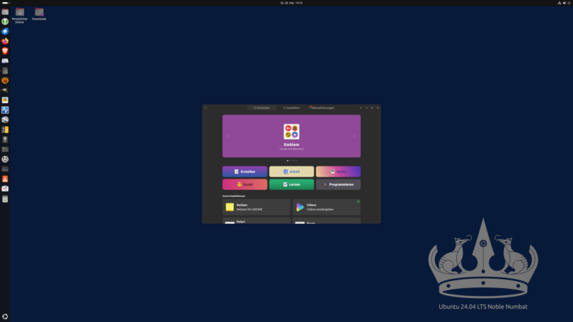 Ubuntu: Gnome Bildschirmansicht, Programmfenster zentriert